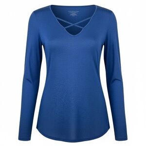 SO Women's Navy Crisscross Long Sleeve Tee